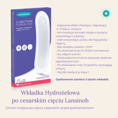 Lansinoh Wkładka hydrożelowa po cesarskim cięciu 2 szt. Lansinoh Wkładka hydrożelowa po cesarskim cięciu 2 szt.