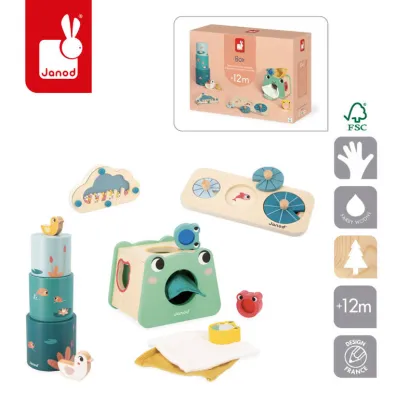 Zestaw zabawek edukacyjnych Box 12 m+ Janod Zestaw zabawek edukacyjnych Box 12 m+ Janod