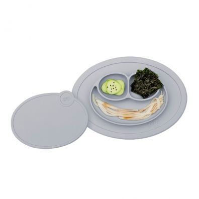 Ezpz Silikonowy talerzyk z podkładką mały 2w1 Mini Mat + pokrywka GRATIS pastelowa szarość Ezpz Silikonowy talerzyk z podkładką mały 2w1 Mini Mat + pokrywka GRATIS pastelowa szarość