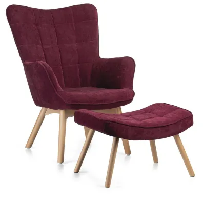 HowHomely Fotel z podnóżkiem Grella Plum HowHomely Fotel z podnóżkiem Grella Plum