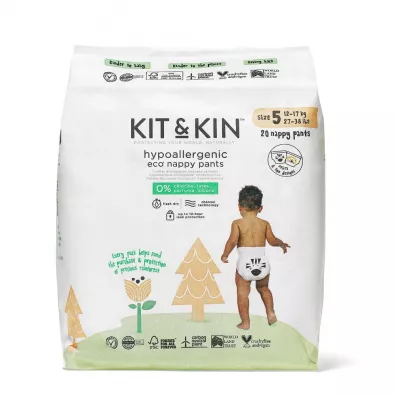 Kit and Kin Biodegradowalne Pieluchomajtki Nappy Pants 5 (12-17 kg), Zebra/Lion 20 szt. Kit and Kin Biodegradowalne Pieluchomajtki Nappy Pants 5 (12-17 kg), Zebra/Lion 20 szt.