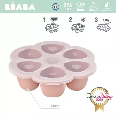 Beaba Silikonowy pojemnik do mrożenia duży Old pink 6 x 150 ml Beaba Silikonowy pojemnik do mrożenia duży Old pink 6 x 150 ml