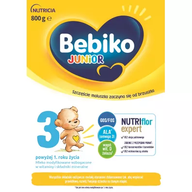 Bebiko Junior 3 Mleko modyfikowane dla dzieci powyżej 1. roku życia 800 g Bebiko Junior 3 Mleko modyfikowane dla dzieci powyżej 1. roku życia 800 g