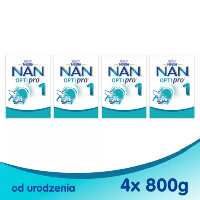 Nestle Nan Optipro 1 Mleko początkowe dla niemowląt od urodzenia Zestaw 4 x 800 g Nestle Nan Optipro 1 Mleko początkowe dla niemowląt od urodzenia Zestaw 4 x 800 g