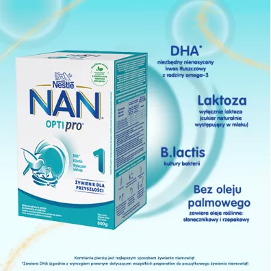 Nestle Nan Optipro 1 Mleko początkowe dla niemowląt od urodzenia Zestaw 4 x 800 g Nestle Nan Optipro 1 Mleko początkowe dla niemowląt od urodzenia Zestaw 4 x 800 g