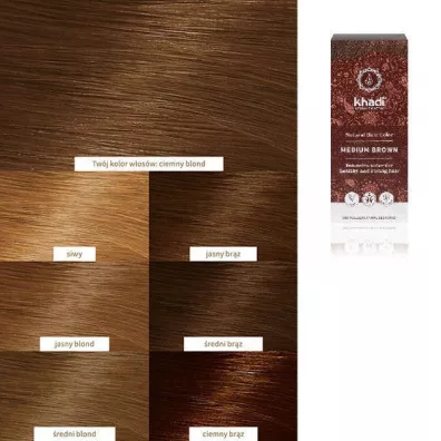 Khadi Natural Hair Colour henna do włosów Średni Brąz 100 g Khadi Natural Hair Colour henna do włosów Średni Brąz 100 g