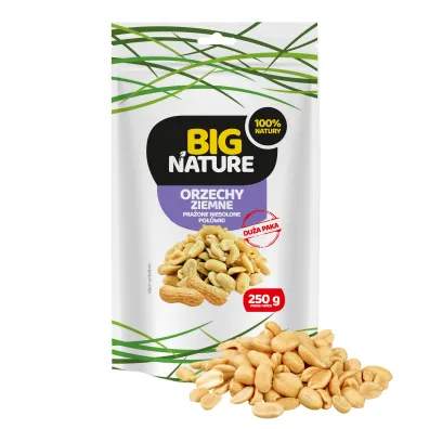 Big Nature Orzechy ziemne prażone niesolone połówki 250 g Big Nature Orzechy ziemne prażone niesolone połówki 250 g