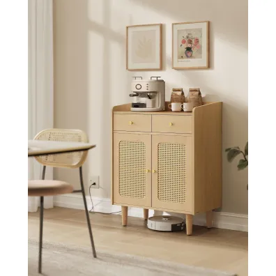 Songmics Komoda z rattanowymi drzwiczkami beż Songmics Komoda z rattanowymi drzwiczkami beż