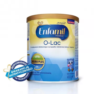 Enfamil Premium O-lac Mleko modyfikowane do stosowania przy objawach nietolerancji laktozy i biegunce od urodzenia 400 g Enfamil Premium O-lac Mleko modyfikowane do stosowania przy objawach nietolerancji laktozy i biegunce od urodzenia 400 g