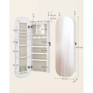 Songmics Szafka na biżuterię z lustrem oświetlenie LED Songmics Szafka na biżuterię z lustrem oświetlenie LED
