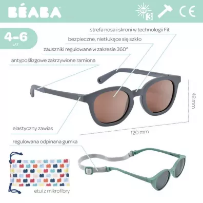 Beaba Okulary przeciwsłoneczne dla dzieci 4-6 lat Sunny - Mineral grey Beaba Okulary przeciwsłoneczne dla dzieci 4-6 lat Sunny - Mineral grey