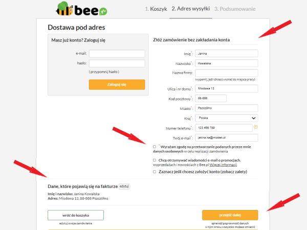 zakupy z rejestracj� lub bez