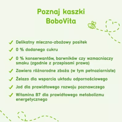 BoboVita Porcja Zb Kaszka mleczna 7 zb zboowo-owsiana truskawka-banan po 8. miesicu 210 g