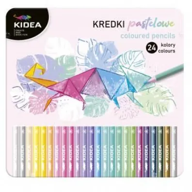 Derform Kredki pastelowe tr�jk�tne w metalowym pude�ku 24 szt.