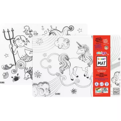 Funny Mat Transparent - Unicorn & Syreny. Mata do kolorowania wielokrotnego u�ytku Strigo
