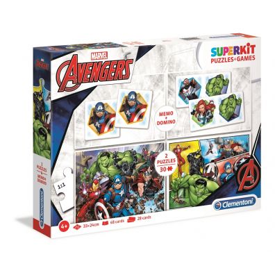Superkit. Puzzle 2 x 30 el. + memo + domino The Avengers Clementoni