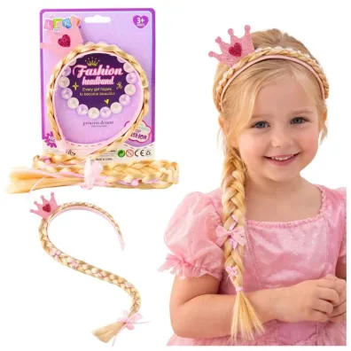 LeanToys Opaska z d�ugim warkoczem r� wst��ka korona 50cm