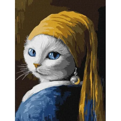Ideyka Malowanie po numerach - Kotka z per�owym kolczykami 30x40cm