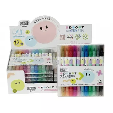 Adar Flamastry dwustronne metaliczne 12 szt.