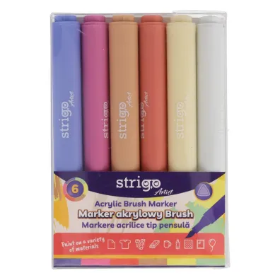 Strigo Marker akrylowy z ko�c�wk� Brush 6 szt.