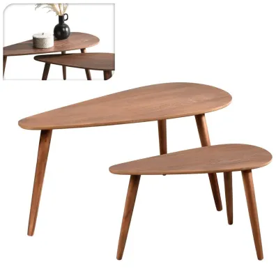 H&S Decoration Zestaw dwch stolikw pomocniczych Walnut