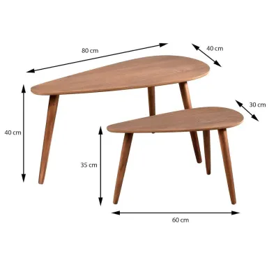 H&S Decoration Zestaw dwch stolikw pomocniczych Walnut