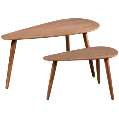H&S Decoration Zestaw dwch stolikw pomocniczych Walnut