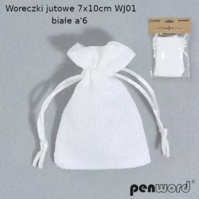 Penword Woreczki jutowe bia�e 6 szt.