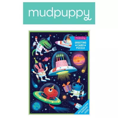 Mudpuppy Puzzle-kartka z �yczeniami 12 el. Kosmos/Rekin mix