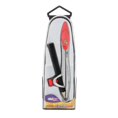 Strigo Cyrkiel metalowy z o��wkiem w plastikowym etui czerwony
