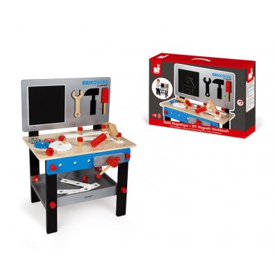Stolik warsztat drewniany magnetyczny z 24 elementami Brico `Kids Janod