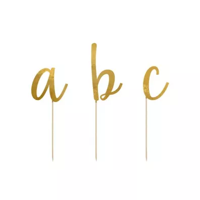 PartyDeco Toppery Alfabet z�oty 9.5x12 cm
