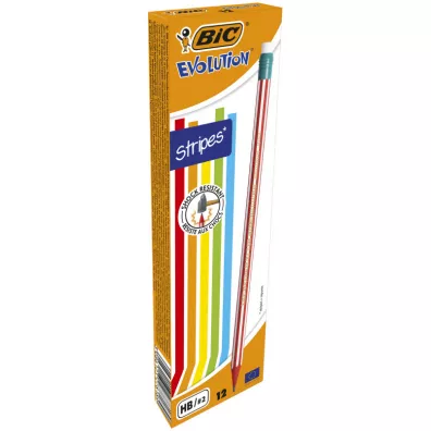 Bic Owek Evolution z gumk Stripes HB 12 szt.