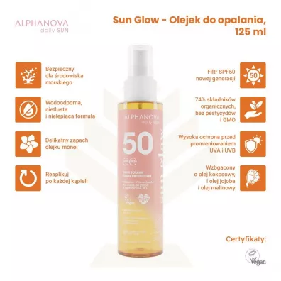 Alphanova Daily Sun Sun Glow, olejek do opalania SPF50 125 ml