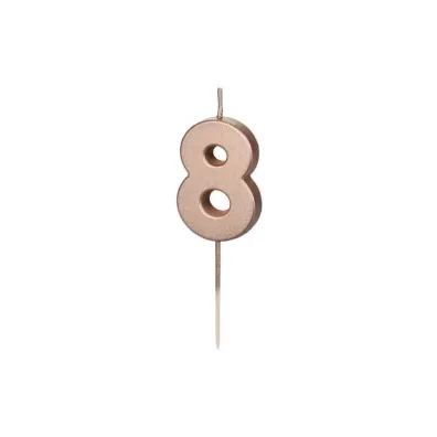 PartyDeco �wieczka urodzinowa 8 r�owe z�oto 4.5cm