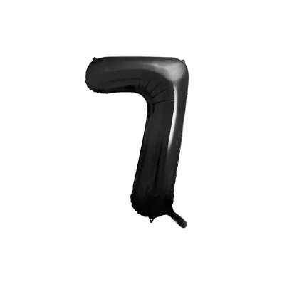 PartyDeco Balon cyfra 7 czarny 86cm