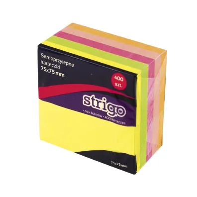 Strigo Karteczki samoprzylepne neonowe 75 x 75 mm