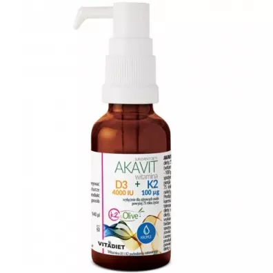 Vitadiet Akavit Witamina D3 4000 Iu +K2 100 Mcg Suplement diety 30 ml