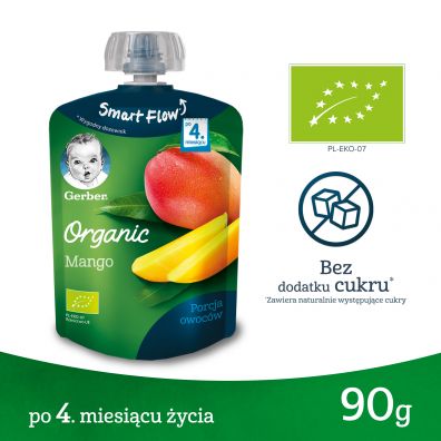 Gerber Organic Deserek w tubce mango dla niemowlt po 4 miesicu 90 g Bio