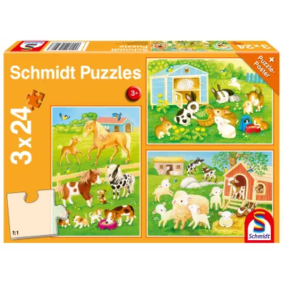 Puzzle 3x24 el. S�odkie zwierzaki Schmidt