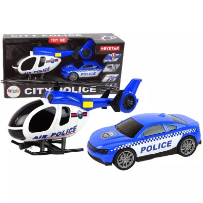 Zestaw policyjny helikopter + auto LeanToys