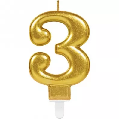 Amscan �wieczka cyferka 3 Sparkling Celebrations z�ota