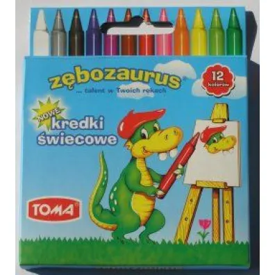 Toma Kredki �wiecowe Z�bozaurus 12 szt.