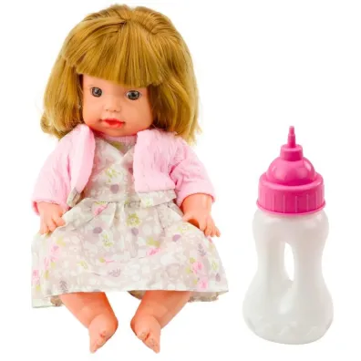 Lalka bobas z butelk� i d�wi�kiem 30cm LeanToys