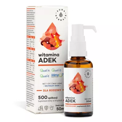 Aura Herbals Witamina ADEK dla rodziny z MCT, w kroplach - Suplement diety 50 ml
