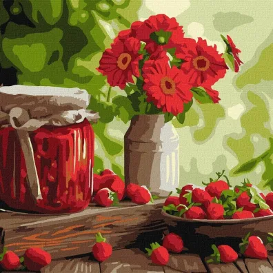 Ideyka Malowanie po numerach - D�em truskawkowy 40x40cm