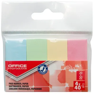Office Products Zak�adki indeksowe 20 x 50 mm 4-kol. pastelowe