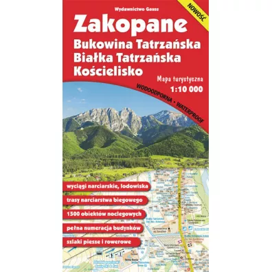 Zakopane, Bukowina, Bia�ka i Ko�cielisko. Mapa foliowana