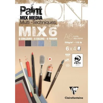 Clairefontaine Blok A6 papier�w mix6 250g 24ark