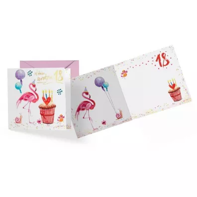 Kukartka Karnet kwadratowy DK-683 Urodziny 18 flaming